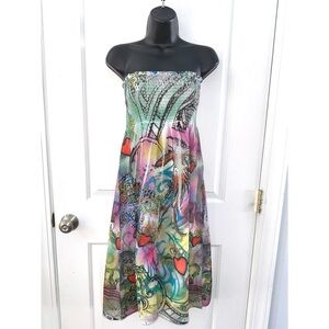 Colorful embellished strapless dress